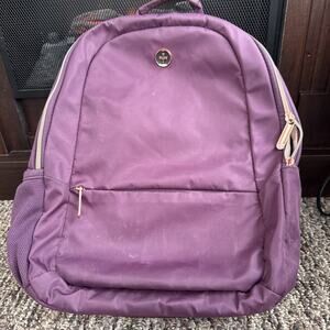 Swiss digital Purple/Pink Remi Padded Laptop Backpack USB Charge Port 7 Pockets